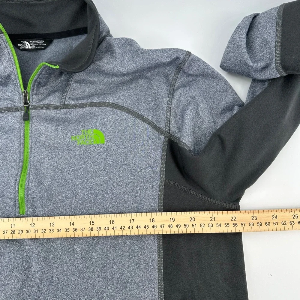 The North Face Mens Quarter Zip Fleece Pullover Grey Black Lime Green NF00CP4A L